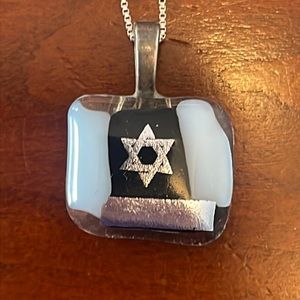 Jewish Star Necklace - Black, White, Silver